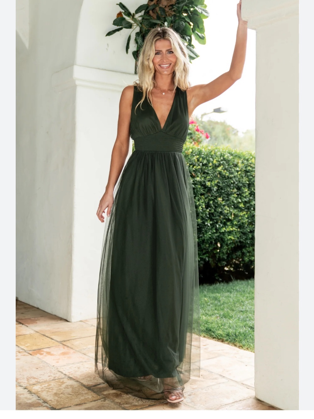 Baltic Born Juniper green tulle maxi dress